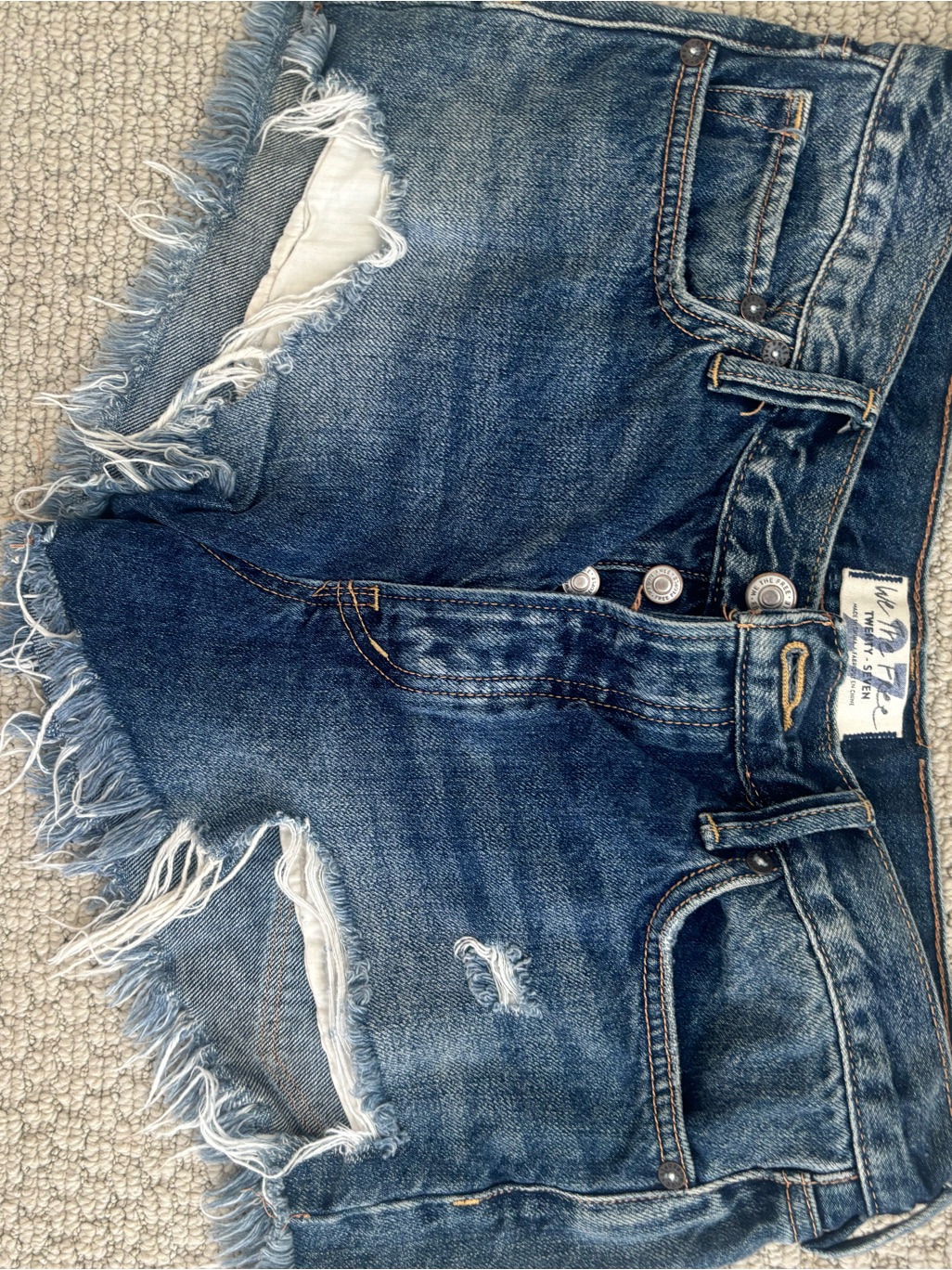 We The Free Distressed Frayed Denim Shorts In Blue
